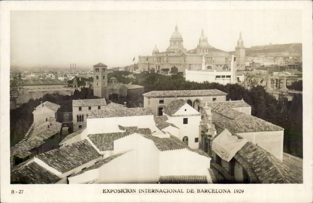 Luftbild von Barcelona — Internationale Ausstellung von Barcelona 1929 — Verlag: Editorial Fotográfica, n° B-27 - Vorderseite
