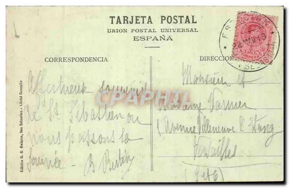 San Sebastián — Allgemeiner Blick von Isaburu — Ausgabe G. Galarza - Rückseite