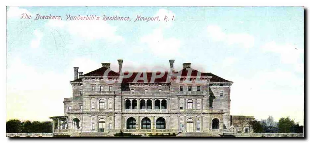 The Breakers, Residencia Vanderbillet, Newport, R.I. — tarjeta postal n.º 8181, fabricada en Alemania - Anverso