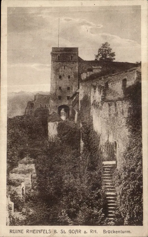 Ruinen von Rheinfels — Brückenturm — St. Goar a. Rh. - Vorderseite