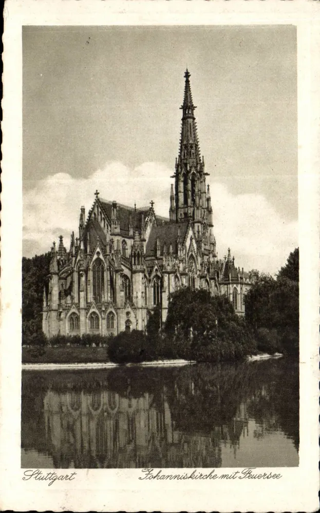 Stuttgart — Johanniskirche mit Geuersee — Originalaufnahme von Erich Otto, Stuttgart - Vorderseite