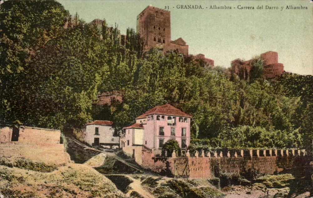 Granada - Alhambra - Carrera del Darro und Alhambra — Verleger Abelardo Linares, Nr. 23 - Vorderseite