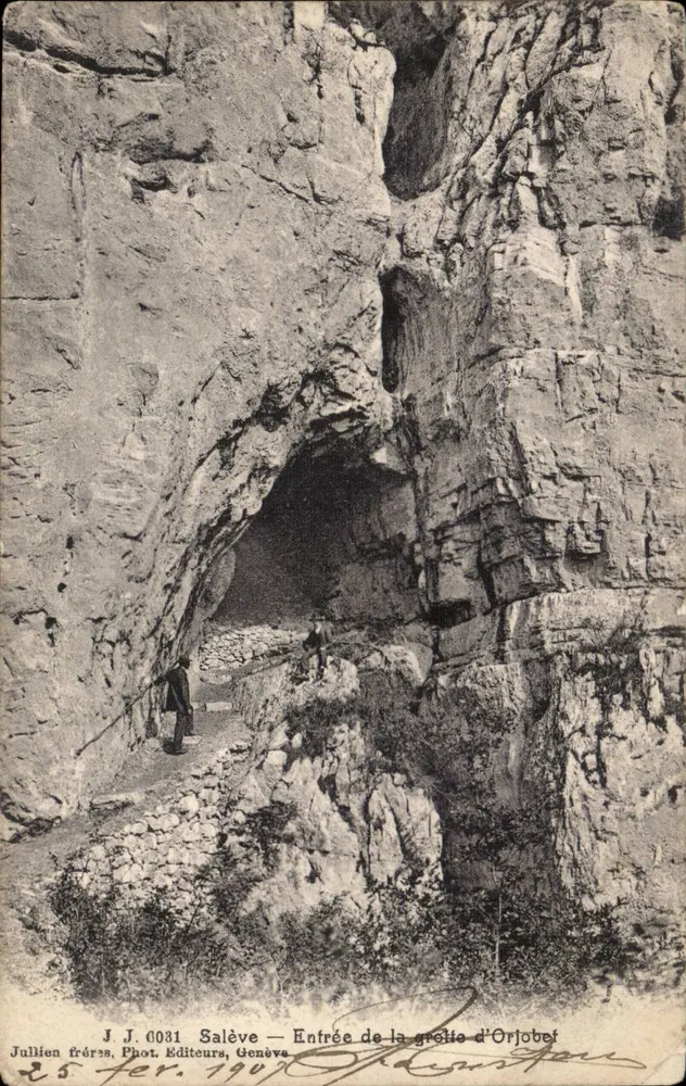 Entrada de la cueva de Orjobet — Salève — Jullien frères, Ginebra, n° 0031 - Anverso
