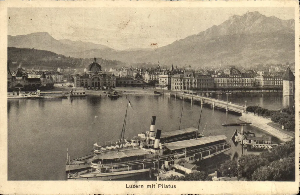 Lucerna com Pilatus — vista do lago e do Pilatus — W. Zimmermann, Lucerna - Frente