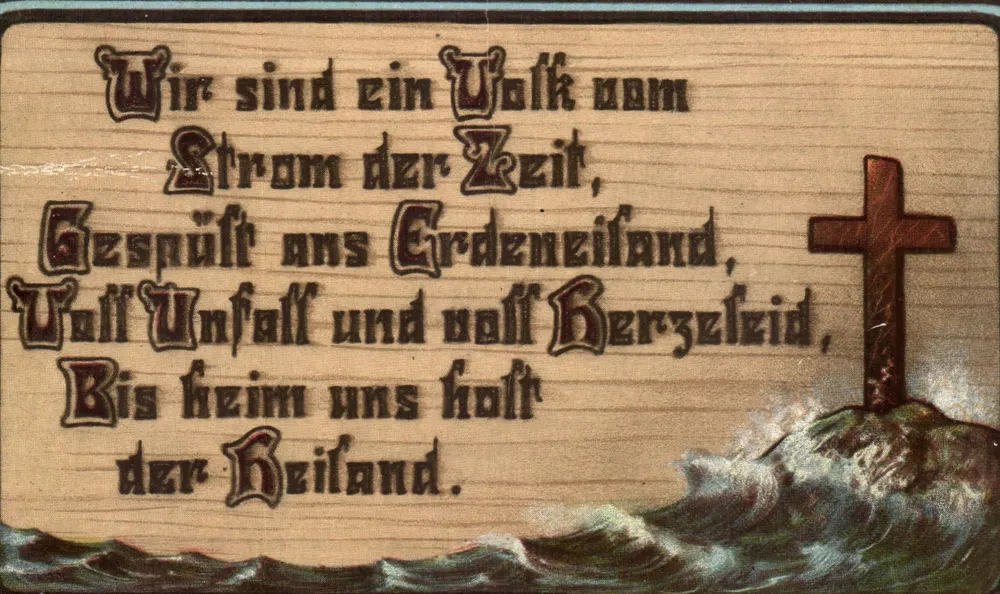 Volkstrom der Zeit — poetischer Text mit Kreuz und Wellen — B.&K. in L. Nr. 3479 - Vorderseite