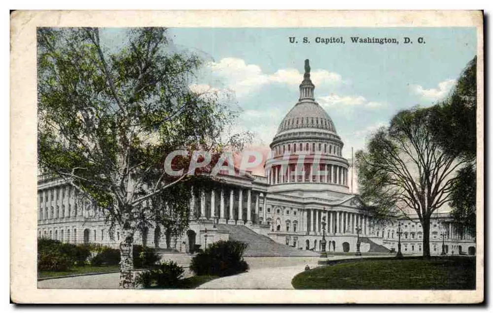 U.S. Capitol, Washington, D.C. — widok budynku z flagą — wydawca W. B. Garrison, Inc. - Awers