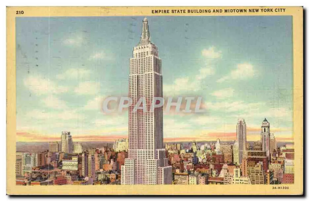 Empire State Building und Midtown New York City — Verlag Interborough News Co., Seriennummer 210 - Vorderseite