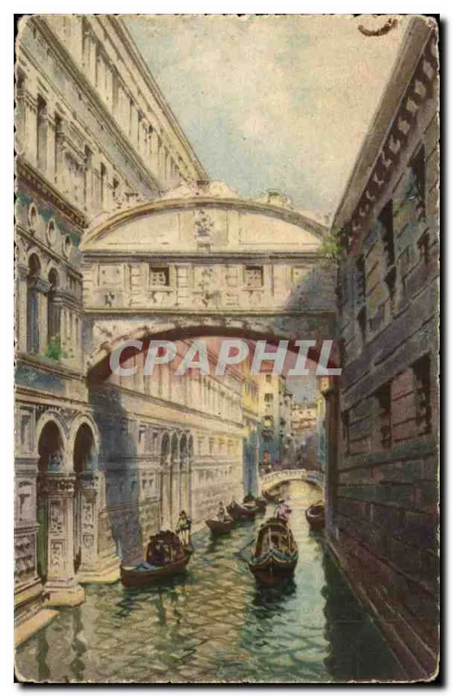 Venedig - Brücke der Seufzer — Ansicht des Kanals mit Gondeln — unbekannter Verleger, Nr. 4338-10 - Vorderseite