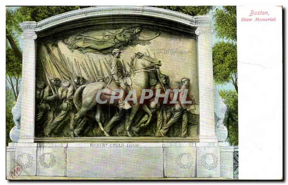 Boston, Shaw Memorial — Monument naar Robert Gould Shaw — uitgever The Metropolitan News Co., Boston - Voorkant