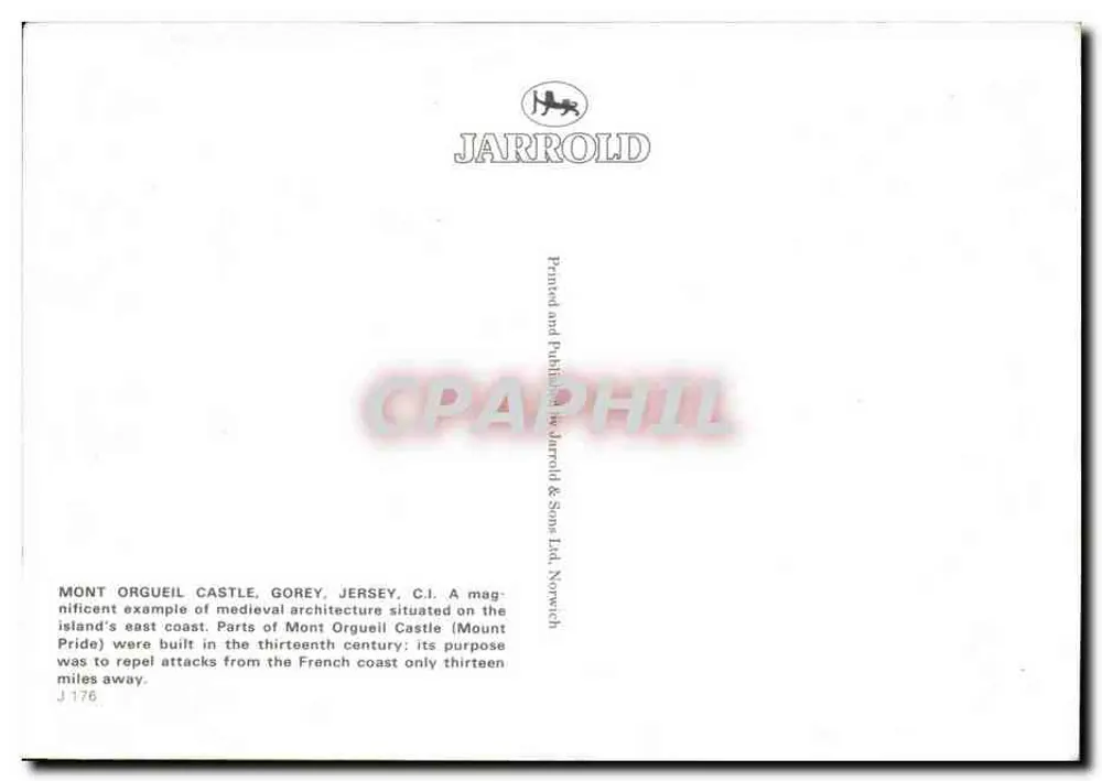 Schloss Mont Orgueil, Gorey — Jersey — Verlag Jarrold & Sons Ltd, Norwich - Rückseite