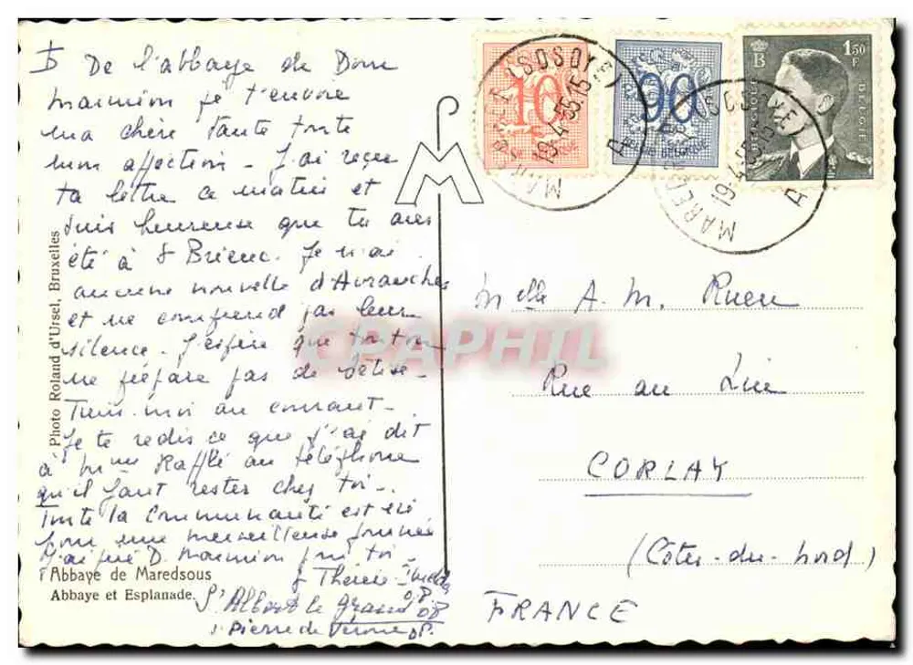 Abtei Maredsous — Ansicht der Abtei und der Abtei Maredsous — Foto Roland d'Ursel - Rückseite