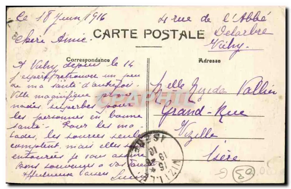 Vichy — Konzert am Kiosk der Quelle des Krankenhauses — Edit. L. O. - Rückseite