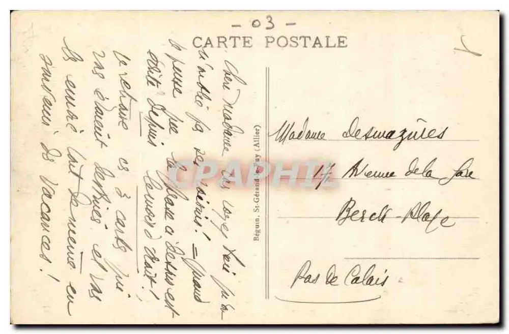 Vichy — Terrasse und Theater des Casinos — Verlag Léval, Nr. 321 - Rückseite