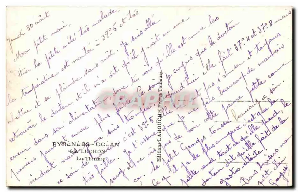 मुख्य गली का दृश्य, बायरेनी-ओलान — प्रकाशक एल. रूश, लेस थेरेस - पीछे