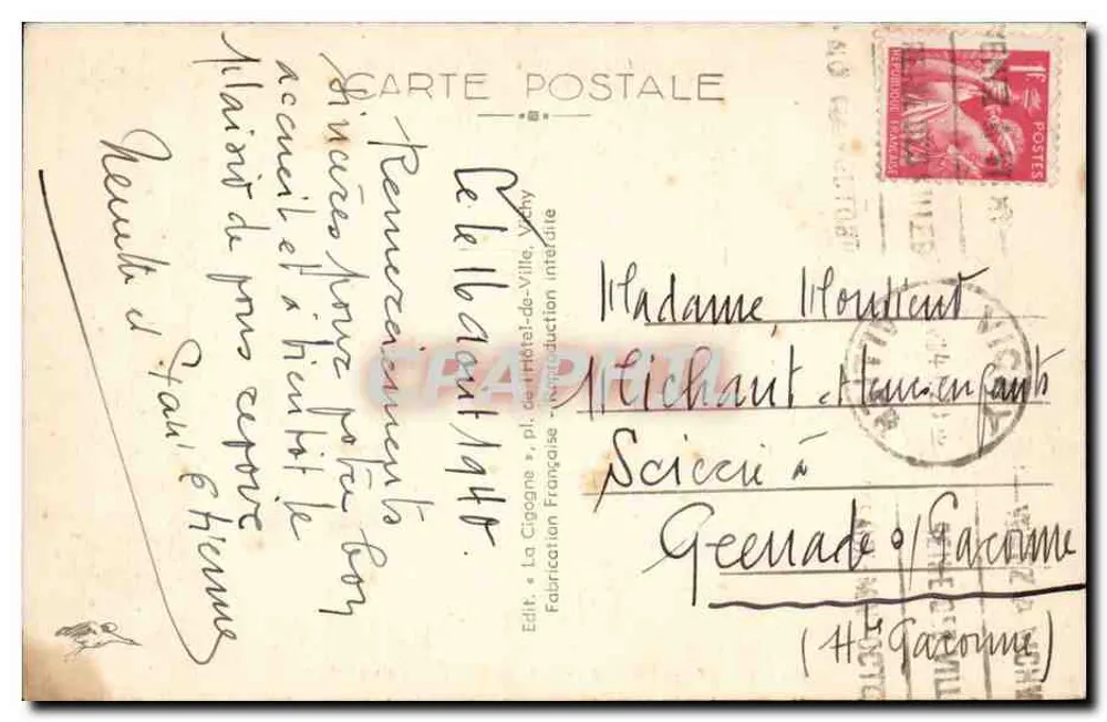 Vichy — Ruhezimmer der Quelle des Krankenhauses — La Cigogne, n°341 - Rückseite