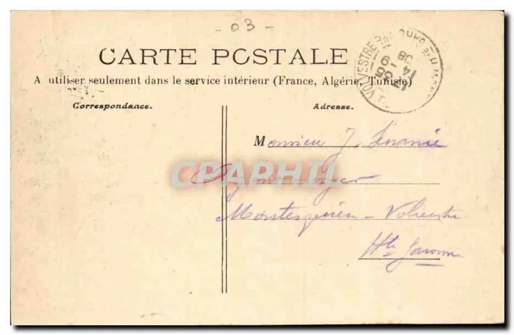 Moulins — Vista Geral — P. Paquet, editor Moulins, N° 251 - Verso