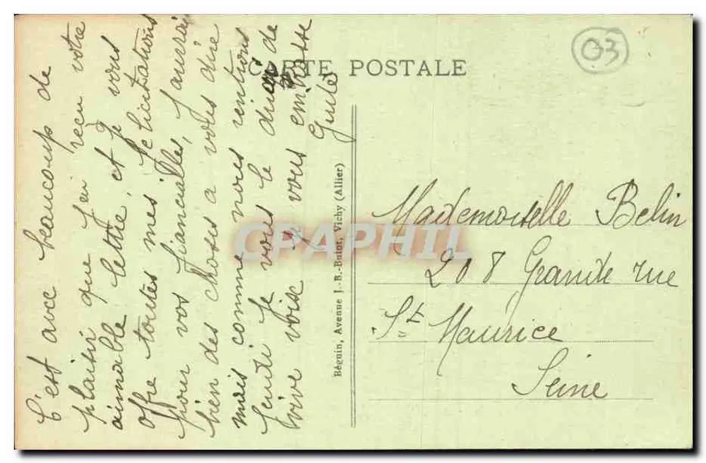 Jaligny - Les Quatre Chemins nach Marseigne — Hôtel des Quatre Chemins — Verlag Ideal, Nr. 4 - Rückseite
