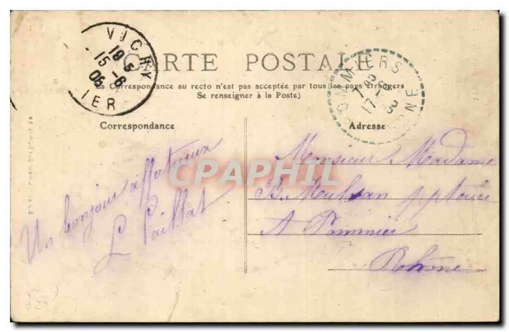 Une Bourbonnaise — femme en costume traditionnel près d'une porte — M.T. I.L. n°633 - Verso