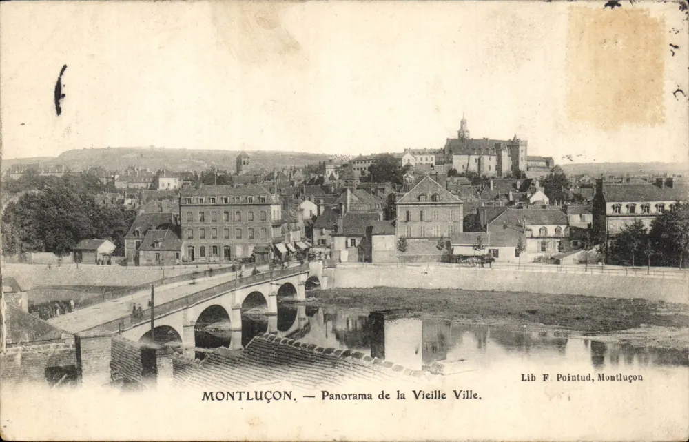 Montluçon — Panorama der Altstadt — Lib. F. Pointud, Montluçon - Vorderseite