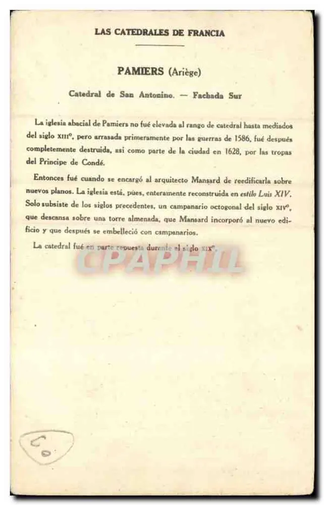Pamiers (Ariège) — Kathedrale Saint Antonin (Südseite) — Sammlung Pautraulherge, 6. Serie - Rückseite