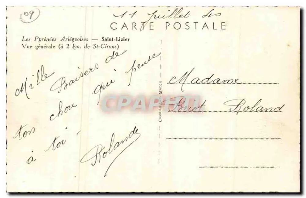 Saint-Lizier — Allgemeiner Blick — Verlag Combier & Mason, Nr. 09 - Rückseite