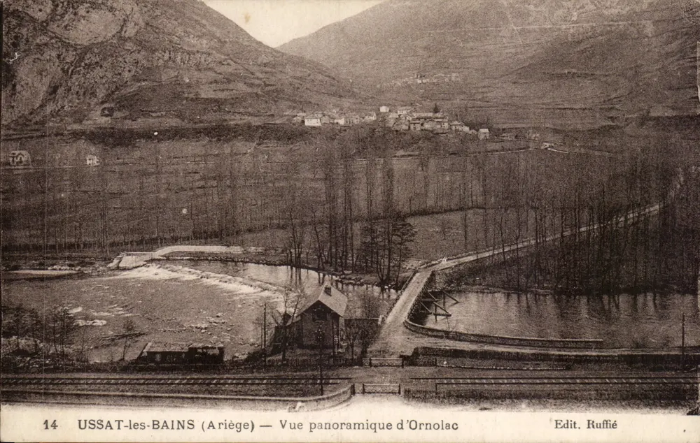USSAT-LES-BAINS (Ariège) — Panoramablick auf Ornolac — Edit. Ruffié - Vorderseite