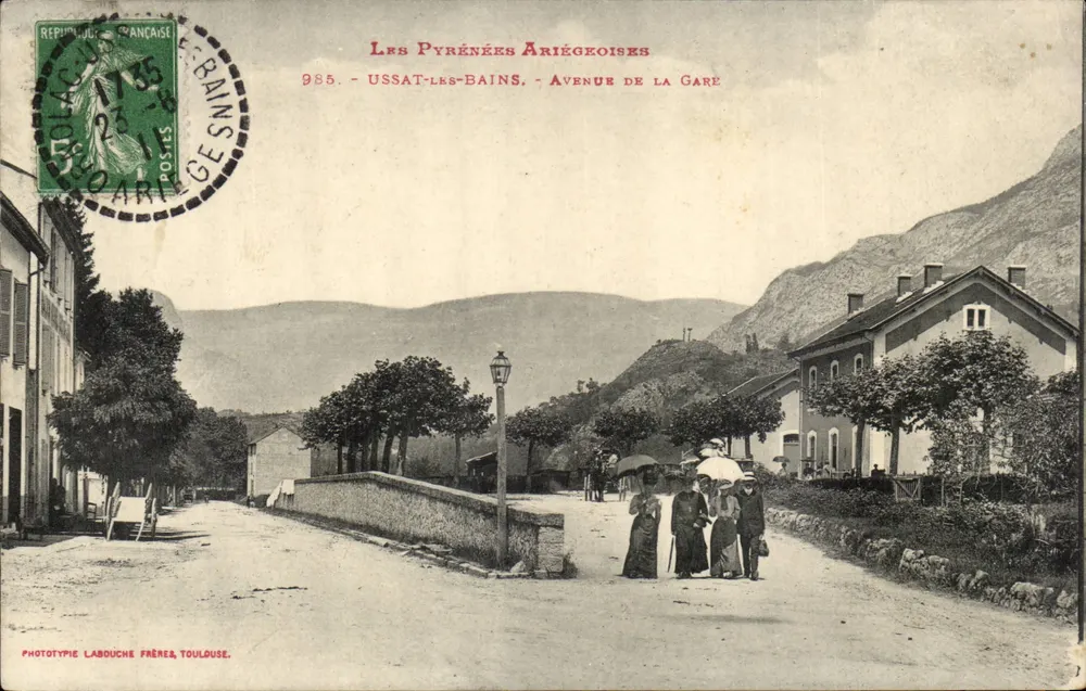 Ussat-les-Bains — Avenue de la Gare — Phototypie Labouche Frères, Toulouse - Vorderseite