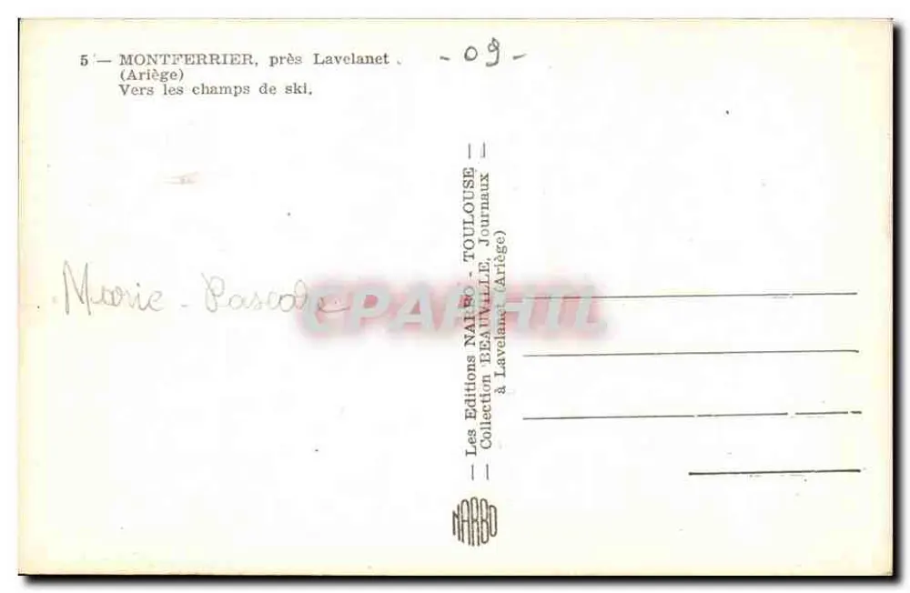 Montferrier, nahe Lavelanet (Ariège) — Richtung Skigebiet — Editions NARDO, Toulouse - Rückseite