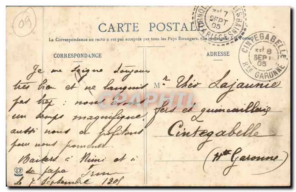 Junge Frau aus Bethmale — Les Pyrénées Ariégeoises — Phototype Lahouche Frères, Toulouse - Rückseite