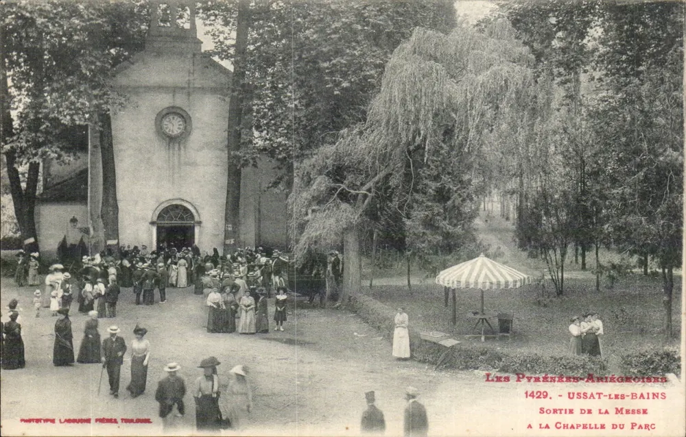 Ussat-les-Bains — Ausgang der Messe in der Kapelle des Parks — Pyrenees-Ariege, Nr. 1429 - Vorderseite