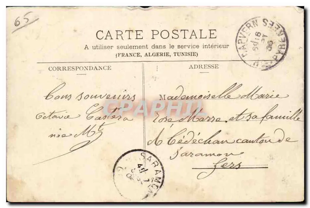 Capvern-les-Bains — Vista Geral — A. Villatte, editor, Tarbes - Verso