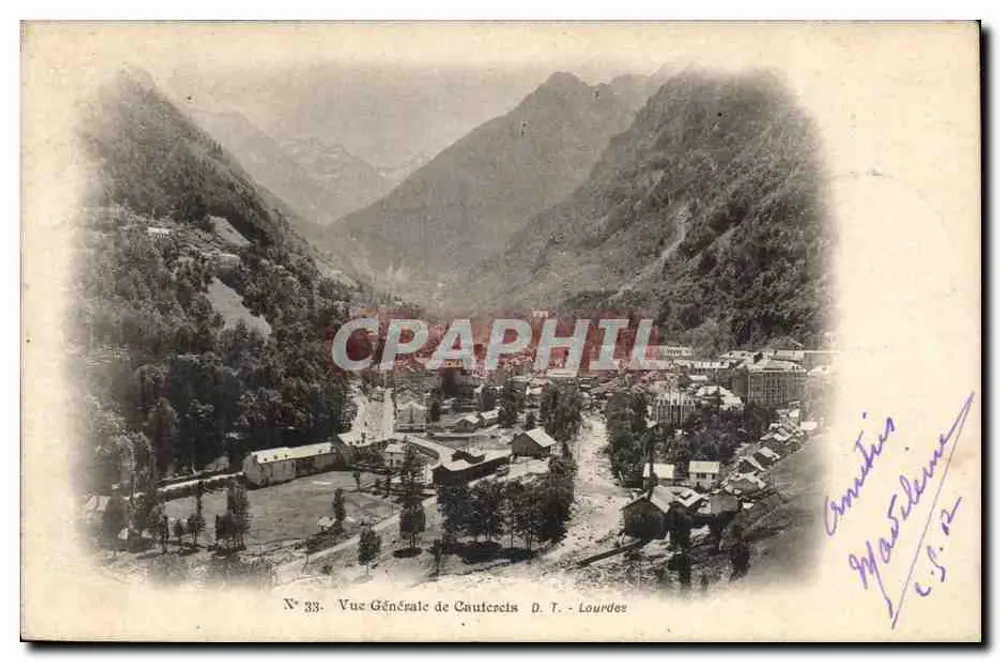 Vista Geral de Cauterets - Lourdes — D.T. — N° 33 — Editor Martine - Frente