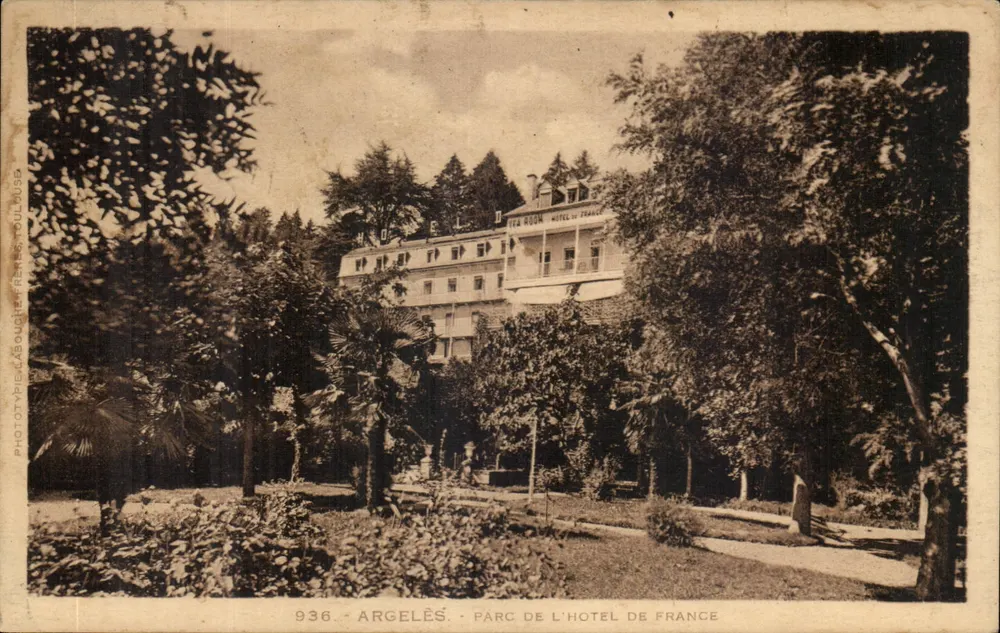 Argelès — Park des Hôtel de France — Hôtel de France, Verlag LF, Nr. 936 - Vorderseite