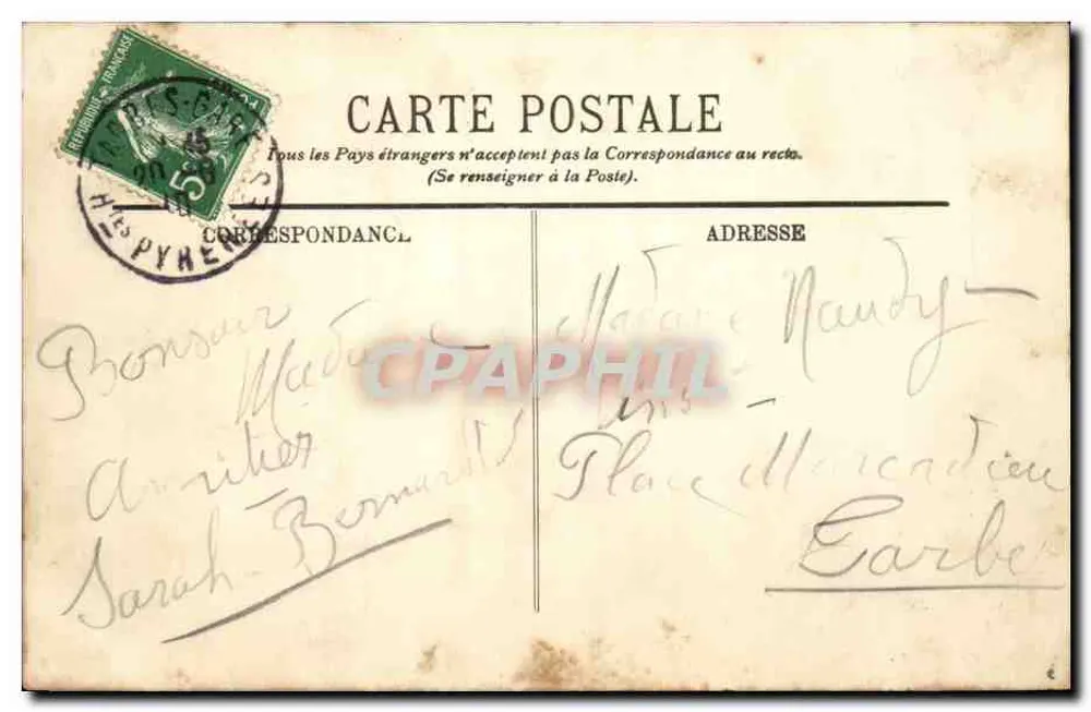 Tarbes — A Place Marcadieu — LL. - Verso