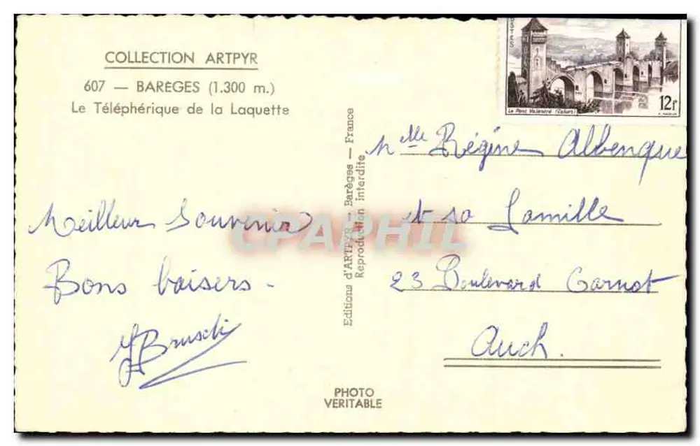 Teleférico da Laquette — Bareges (1.300 m.) — Edições d'ARTPYR - Verso