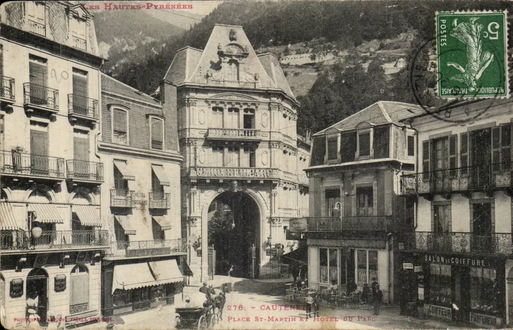 Cauterets — Place St-Martin e Hôtel du Parc — Fototipia Labouche, Toulouse, n°276 - Frente