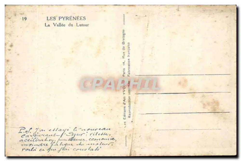 Os Pirineus — A Vale do Lutour — Éditions d'Art Yvon, Paris - Verso