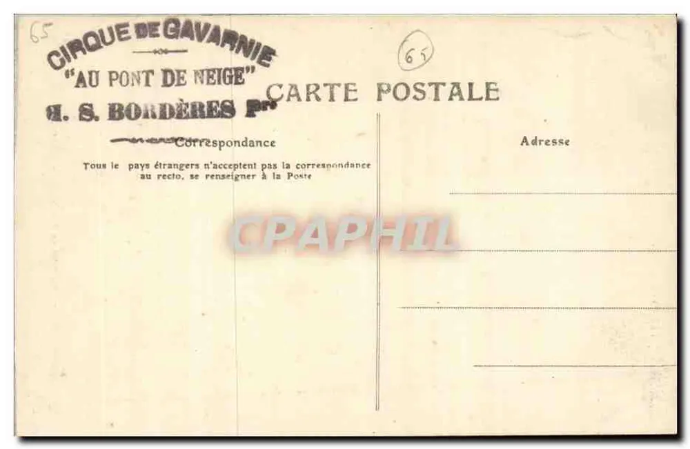 La Brèche de Roland — Gavarnie, Pyrénées — C. S. Bordères Pr - Rückseite