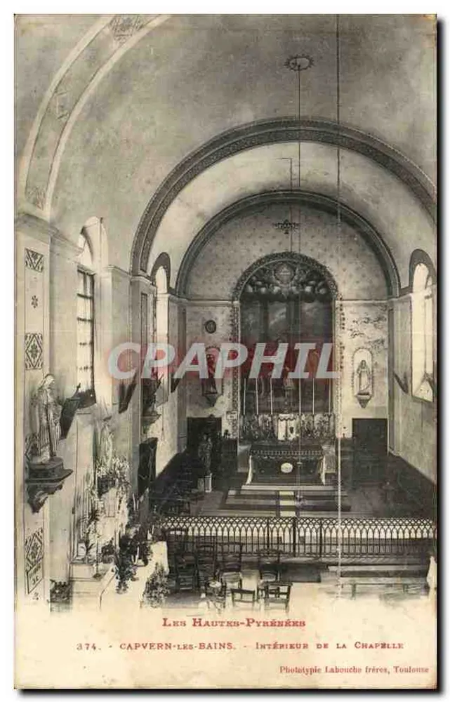 Les Hauts-Pyrénées - Interior da Capela - Fototipia Labouche frères, Toulouse - Frente