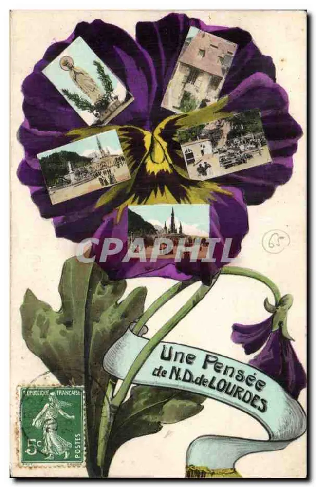 Uma Flor de Nossa Senhora de Lourdes — editor desconhecido, número de série 65 - Frente