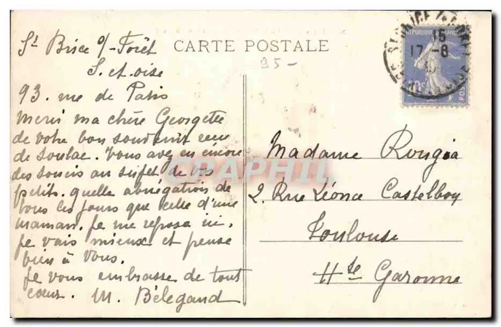 St-BRICE-sous-FORÊT (S.-et-O.) — Castelo do Lust — Le Barbier, editor - Verso