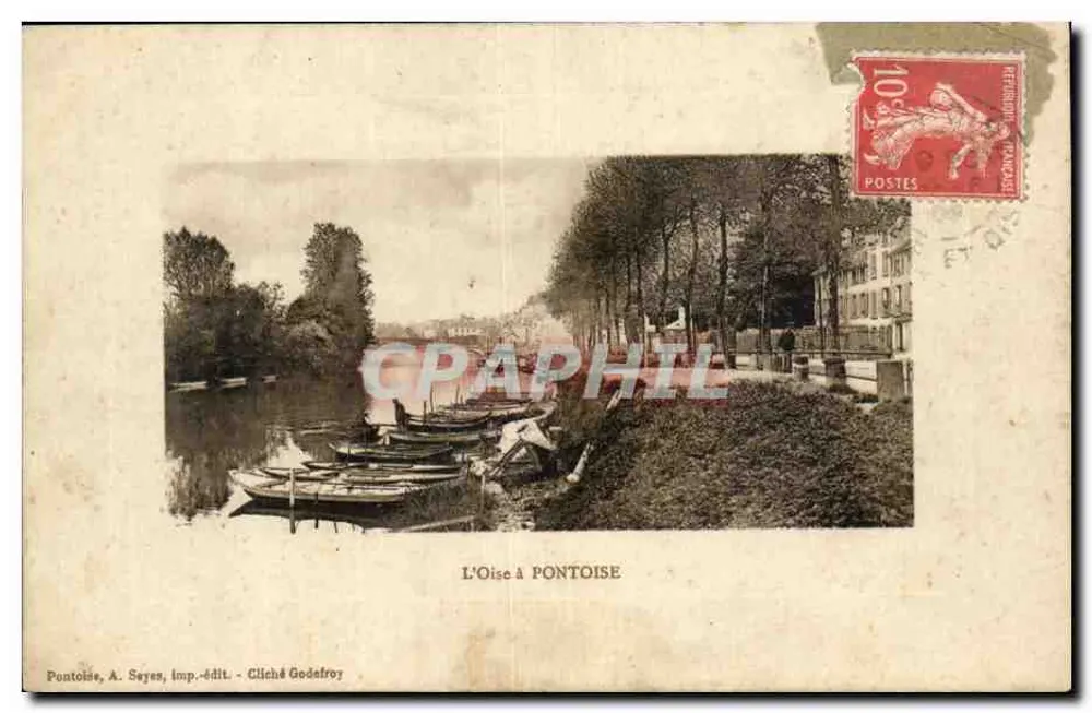 L'Oise em Pontoise — vista dos barcos no rio — A. Seyes, editor-imp. - Cliché Godetroy - Frente