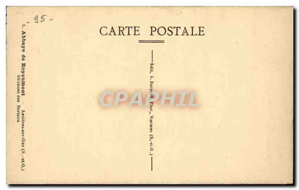 Abtei Royaumont — Hotel des Dordures — Verlag G. Barrault, Varmes-sur-Oise - Rückseite