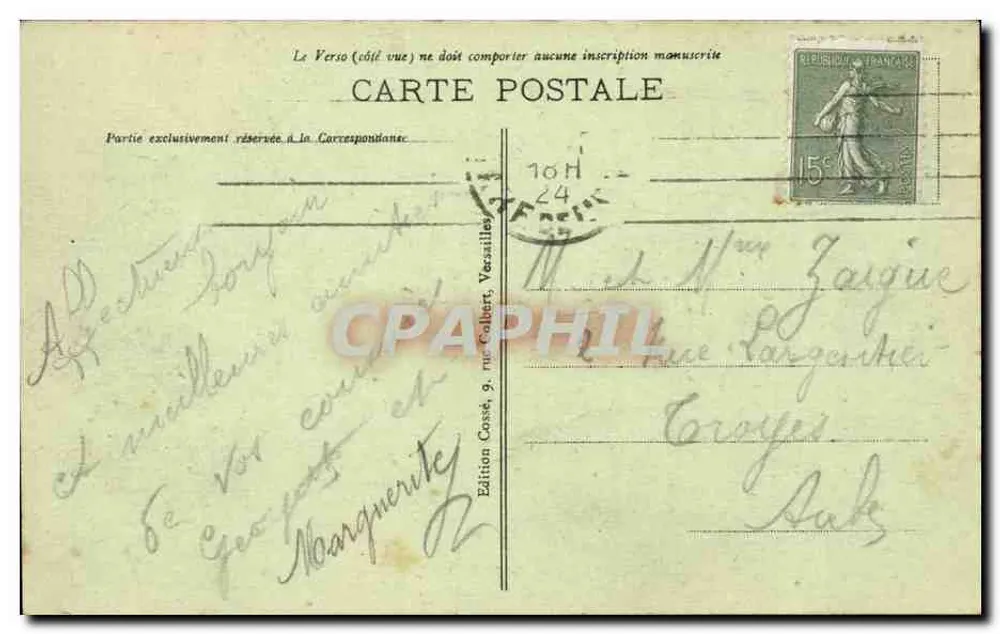 Versailles - O Parque - A Colunata — Edição Cosset, n° 24 - Verso