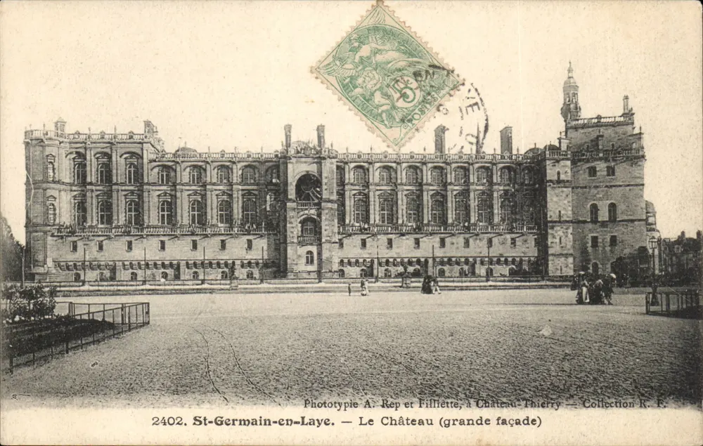 St-Germain-en-Laye — O Castelo (fachada principal) — Fototipia A. Rep e Filliette, em Château-Thierry — Coleção R. F. - Frente