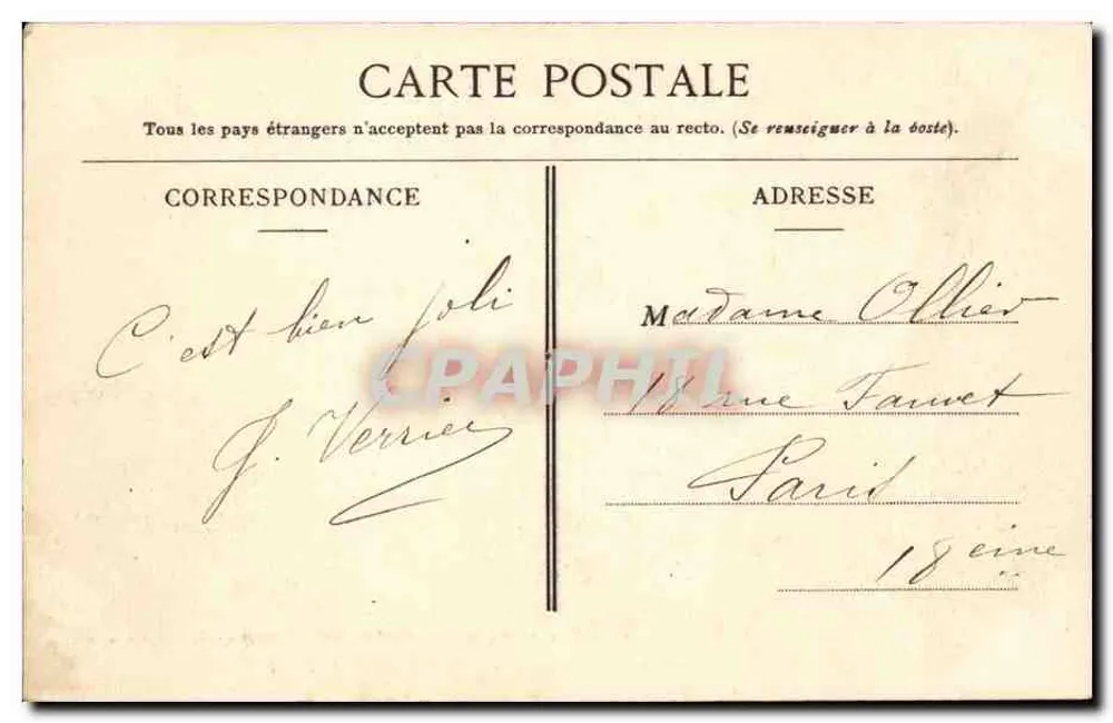 St-Germain-en-Laye — O Castelo (fachada principal) — Fototipia A. Rep e Filliette, em Château-Thierry — Coleção R. F. - Verso