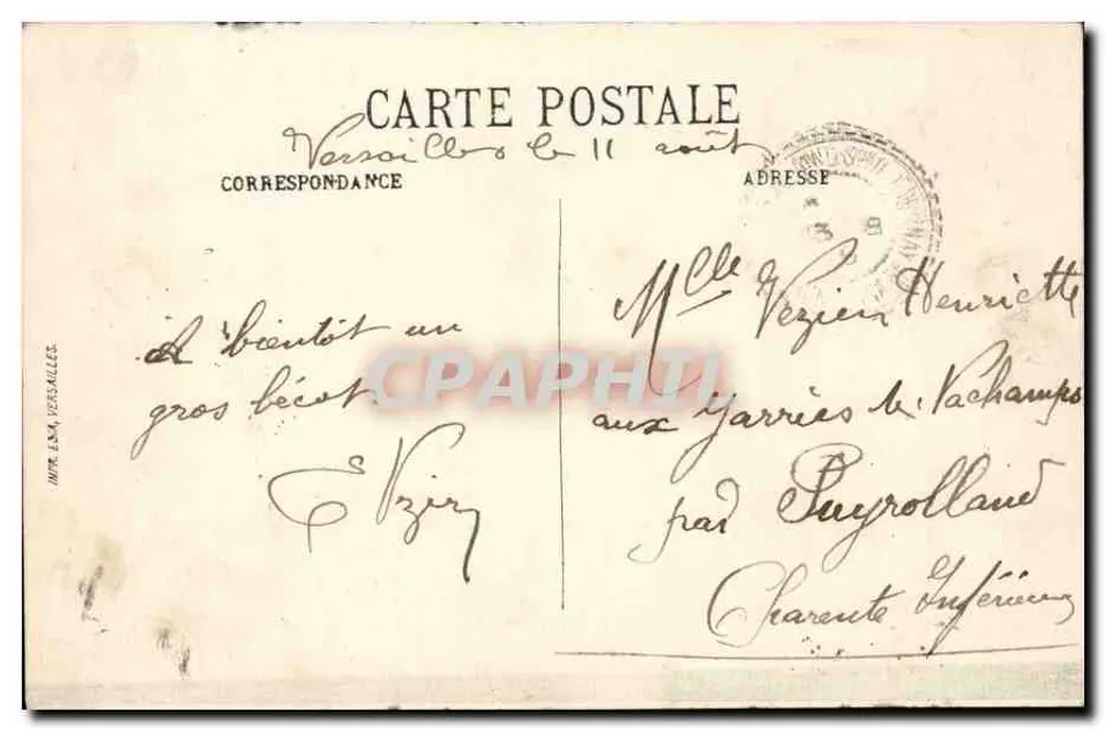 Versailles — Cour de Marbre — Editora: Paris de Versailles, n° 469 - Verso