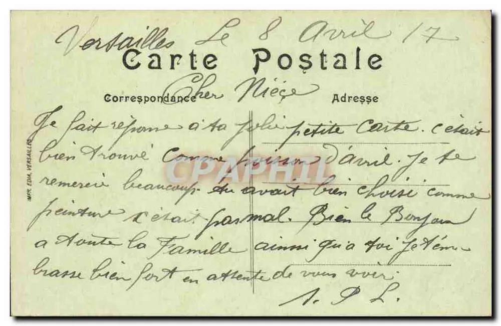 Parque de Versalhes — A Ninfas da Concha — Editor E.D.I.A. n°41 - Verso