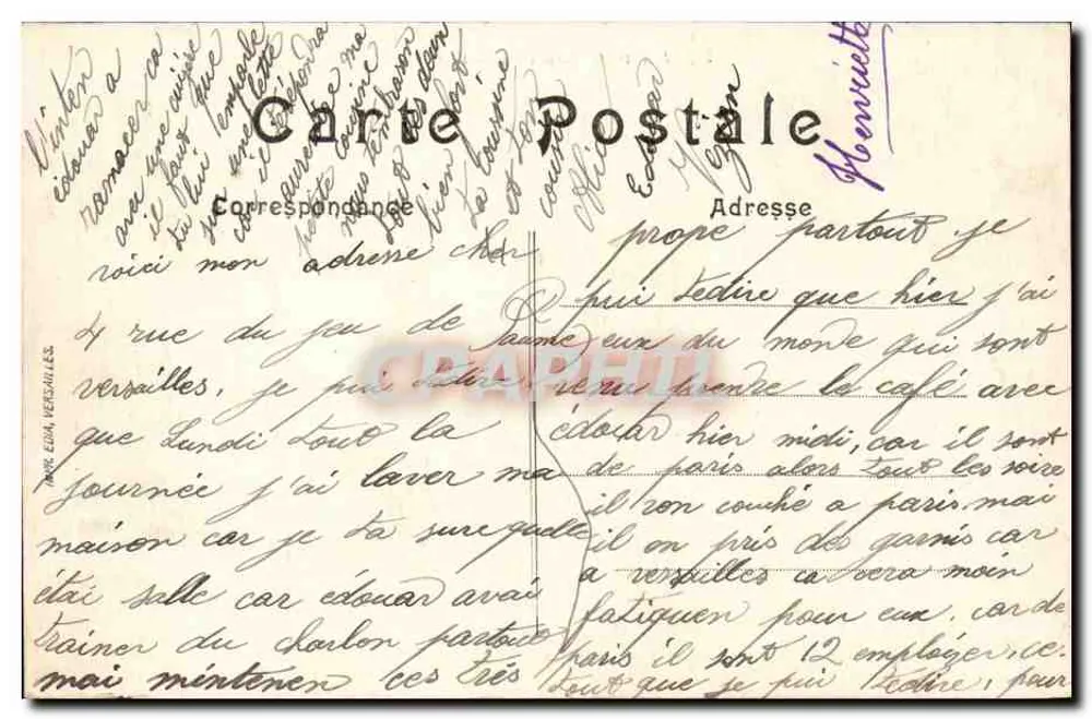 Palácio de Versalhes — A Orangerie — Editor E. DUNOIS, n°31 - Verso