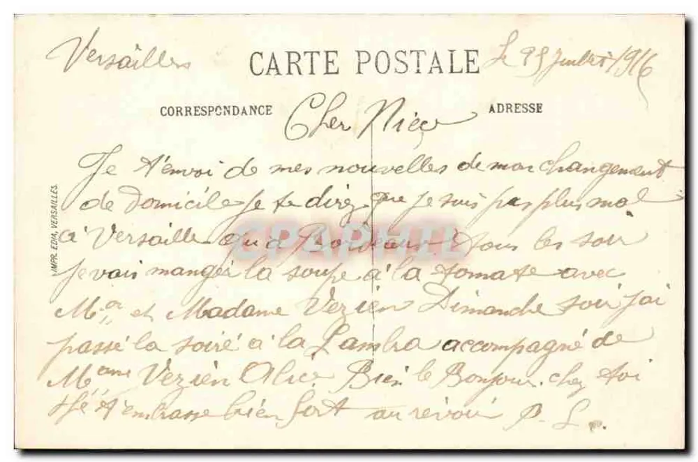 Ansicht von Trianon im Park von Versailles – Seite der Avenue – Verlag Eda, Versailles - Rückseite
